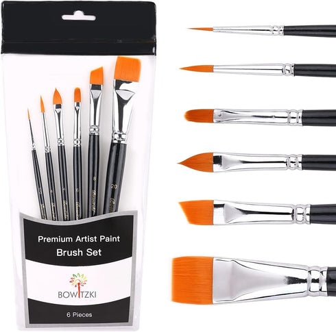 Bowitzki Face Paint Brush Set, 6pcs Artist Brushes for Body Face Painting,Acrylic Painting Watercolor Oil Gouache...