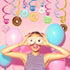 CC HOME 15Pack Donut Cake Hanging Swirls Doughnut Dessert Ceiling Streamer Birthday Party Decorations Donut Themed Party Favors for Holiday Baby S...