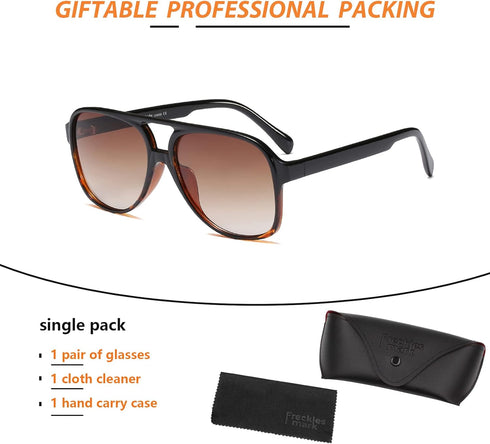 Freckles Mark Vintage Retro 70s Sunglasses for Women Men Classic Large Square Aviator Trendy Glasses...
