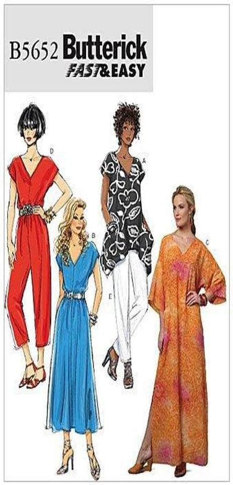 BUTTERICK PATTERNS B5652 Misses' Top, Dress, Caftan, Jumpsuit and Pants, Size ZZ (LRG-XLG-XXL)...