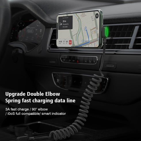 AICase 90 Degree Coiled Charging Cable,Right Angle Design Gaming LED Cord 6ft/1.8m Elastic Nylon Cable,Charge and Sync for Phone XS/XS Max/XR/Phon...