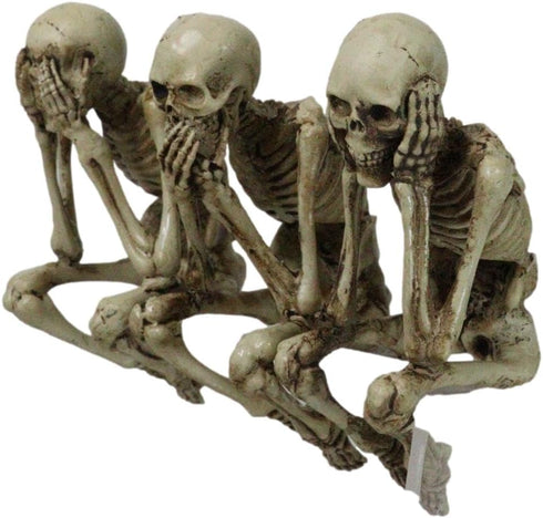 Ebros Gift Whimsical Gothic See No Evil Hear No Evil Speak No Evil Skeletons Shelf Sitter Figurines 3.75" Tall Ossuary Macabre Decor Accent...