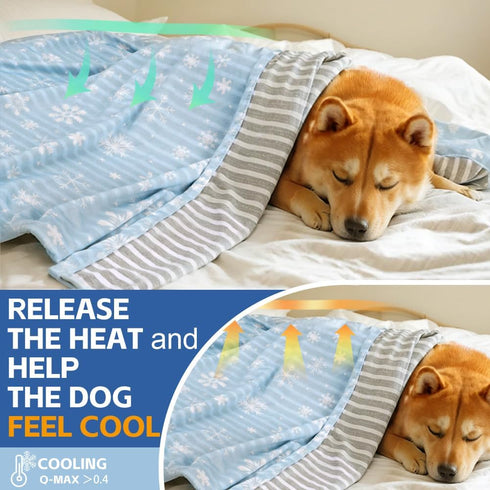 Dog Cooling Blanket Lightweight Self Cooling Blanket Bed Cover for Small Medium Dogs Washable Dog Cat Summer Blanket &Ice Silk Cooling Pet Blanket...