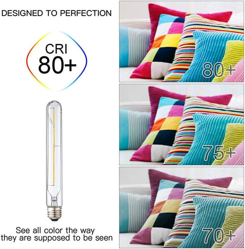 Leools T10 Led Long Bulbs,4W Dimmable Tubular Bulb,40 Watt Equivalent,E26 Edison Style Vintage LED Filament Light Bulb,2700K Warm White,8.9in(225m...