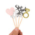 Donoter 48 Pcs He Asked She Said Yes Cupcake Toppers Diamond Ring Heart Cake Picks for Wedding Engagement Party Table Decorations...