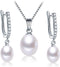 Genuine Pearl Jewelry Set Pearl Pendant Necklace &Pearl Earrings Set Zircon Dangle Drop Earrings S925 Sterling sliver Wedding Gift...