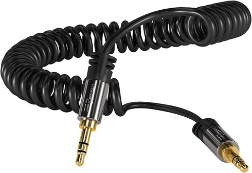 KabelDirekt – (3 feet 3.5mm Male to 3.5mm Male Stereo Audio Cable Coiled- Pro Series...