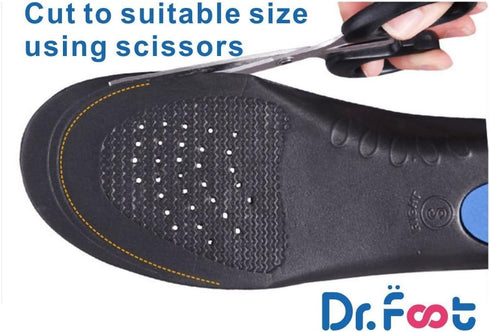 Dr. Foot Full Orthotics Shoe Insoles - Arch Support Inserts Correct Flat Feet, Over-Pronation, Fallen Arch (L - W10.5-12 | M9.5-11) Blue&Black...