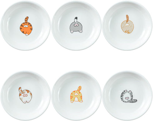 Cute Cat Butts Ceramic Sauce Dishes, Funny Cartoon Cat Seasoning Dishes, Sushi Soy Dipping Bowls, Appetizer Plates, Serving Dishes for Kitchen Hom...