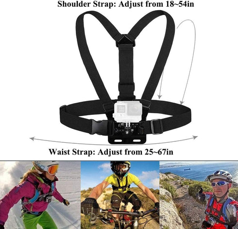ASOCEA Action Camera Chest Mount Strap,Adjustable Vest Chest Harness Belt Compatible with Gopro Hero 13 12 11 10 9/AKASO EK7000/Brave 4/Brave 4 pr...
