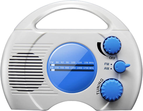 Shower Radio, Portable AM/FM Shower Radio, Waterproof Hanging Shower Radio Built-in Speaker Adjustable Volume Battery Operated Shower Radios for B...