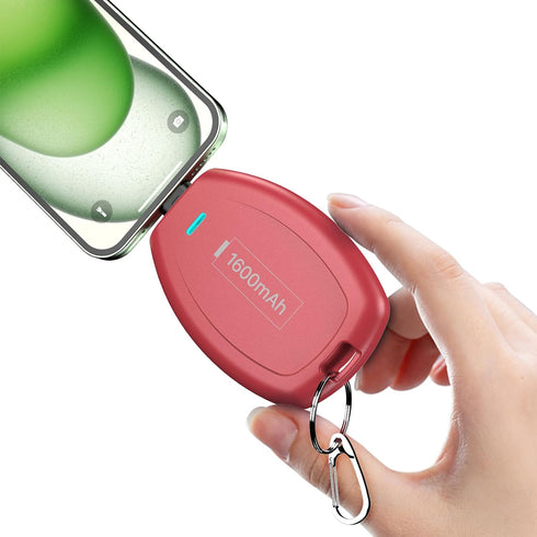 USB C Keychain Portable Charger Power Bank Compatible with iPhone 15/15 Plus/15 Pro/15 Pro Max, 1600mAh Mini Type-C Power Emergency Pod Ultra-Comp...