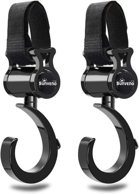 SUNVENO Baby Stroller Hooks for Mom Purse Shopping Grocery Bag and Accessory - (2 Pack)...