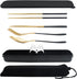Black Portable Flatware Cutlery Set, TWUTGAYW Stainless Steel Travel Utensils with Case, Reusable Chopsticks Knife Spoons and Forks Set, Gold Camp...