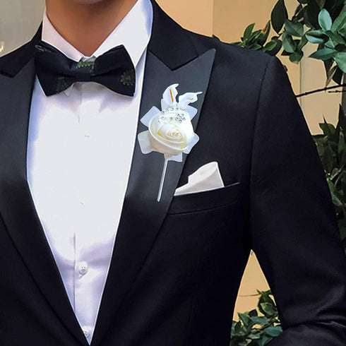 Lapel Flower Pin for Wedding Boutonniere Stick Men Corsage for Groom Wedding Party Suits(pack of 6)...
