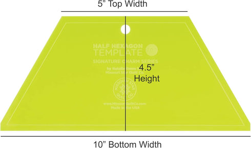 Acrylic Quilting Template, Half Hexagon | For Use with 10” Precut Fabric Squares | Layer Cake Patchwork Quilt Supplies for Cutting Patterns, Sewin...