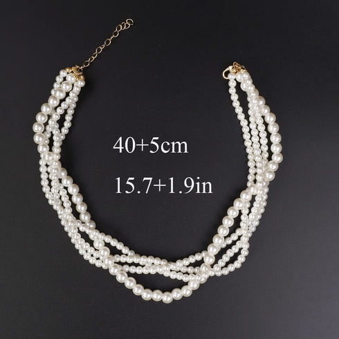Missgrace Boho Women Dainty 1920s Pearls Layered Short Choker Necklaces for Women Gold Prom Party Multilayered Choker Necklace for Women...