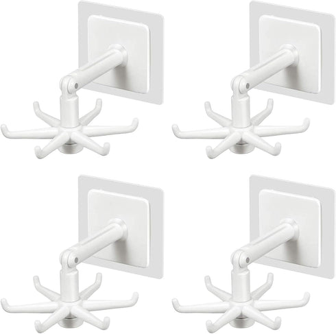365Home Hanging Utensil Holder Hooks Kitchen Utensil Hanger Wall Mount 360 Degrees Rotating Folding Hook Self Adhesive Hook Utensil Rack with 6 Ho...
