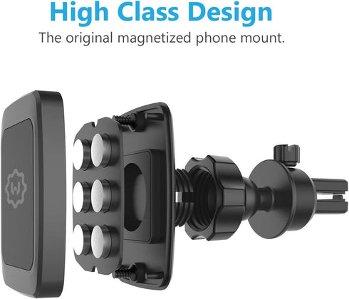 WixGear Magnetic Phone Car Mount, Universal Bite-Lock Air Vent Magnetic Phone Car Mount Holder, for Cell Phones with Swift-snap Technology...