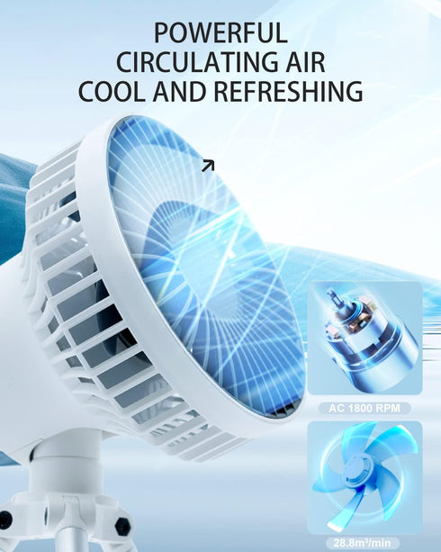 Portable Quiet Desk Fan - 3 Speeds Adjustable and Strong Wind Small Fan with 3 Light, USB Cooling Air Circulator, Battery Powered Rechargeable Tab...