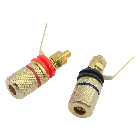 Antrader 12pcs Gold Plated Speaker Terminal Binding Post 4mm Banana Plug Socket Connector (6Black+6Red)...