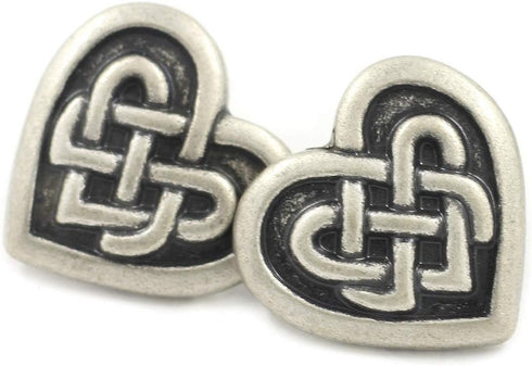 Bezelry 12 Pieces Celtic Heart Love Knot Metal Shank Buttons. 19mm (11/16 inch) (Antique Silver)...