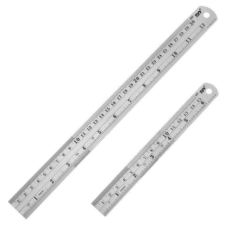 ZZTX Heavy Duty 100% Stainless Steel Ruler Set 12 Inch (30 CM) + 6 Inch (15 CM) Metal Rulers Kit - Perfect Straight Edge for Easy Measurements...