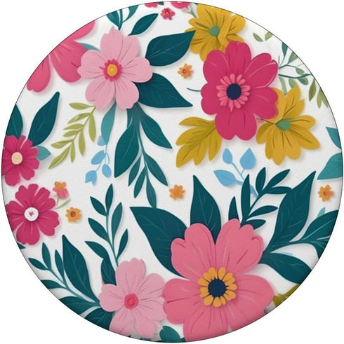 Colorful Blooming Flowers Floral Pattern PopSockets Standard PopGrip...