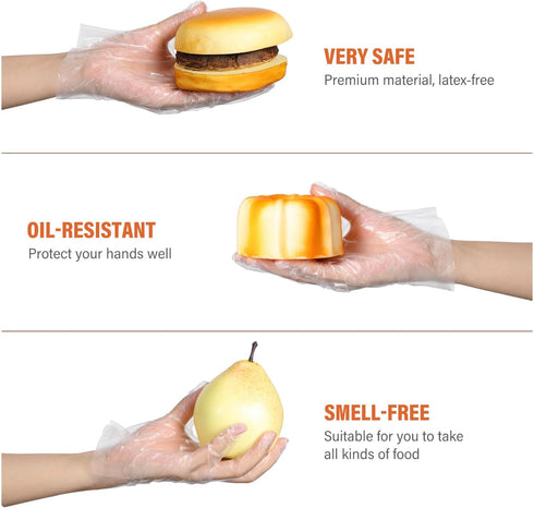 Food Prep for Transparent Pe Plastic Cooking Eating Food Safe Handling (100pcs)...