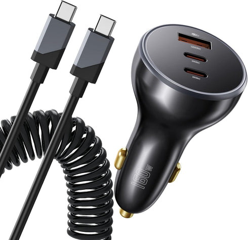 Car Charger, 160W USB C Car Charger, 3 Ports QC5.0 PD3.1 PPS Fast Charging, Car Phone Charger Adapter, Compatible with Smartphones PC Tablets...