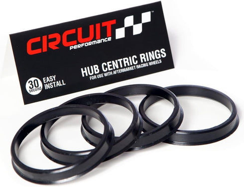 Circuit Performance 73.1mm OD to 63.4mm ID Black Plastic Polycarbonate Hub Centric Rings...