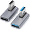 90 Degree USB3.0 Adapter (2 Pack), Left Angle and Right Angle 3.0 USB A Male to Female Converter Extender for PC, Laptop, USB A Charger, Power Ban...