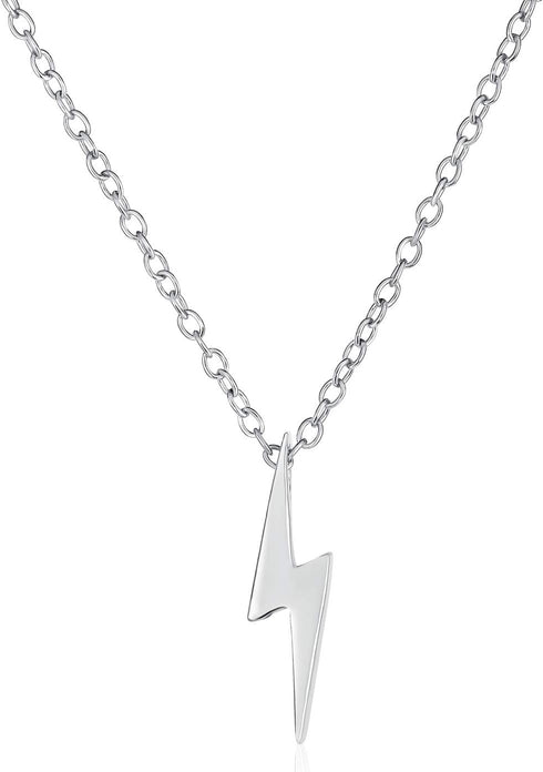 Geometric Zig Zag Flash Electrify Lightning Bolt Dangle Stud Earrings Pendant Necklace CZ Zig Zag for Women & Teens Yellow Rose Gold Plated .925 S...