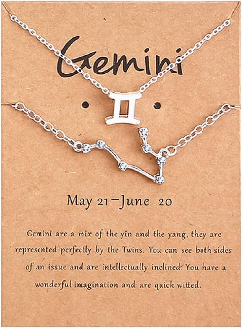 2Pcs 12 Constellation Zodiac Sign Layered Choker Necklaces Letter Astrology Horoscope with Message Card for Women Girls Jewelry...