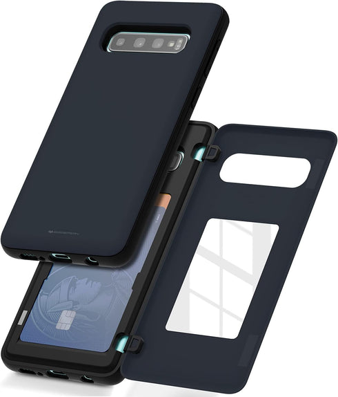GOOSPERY Galaxy S10 Wallet Case with Card Holder, Protective Dual Layer Bumper Phone Case (Midnight Blue)...