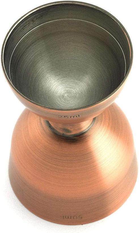 Barfly M37098ACP Heavy-Duty Straight Rim Bell Jigger, 25 ml x 50 ml, Antique Copper...
