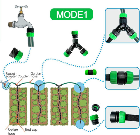 1/2" Soaker Hose and Garden Hose Fittings: Female and Male Connectors, Valves, and Straight Connectors...