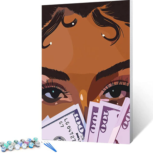 Black Fashion Girl Paint By Bumbers For Adults Beginner African American Woman DIY Paint by Numbers Acrylic Paint Canvas Girls Bedroom Decor Paint...
