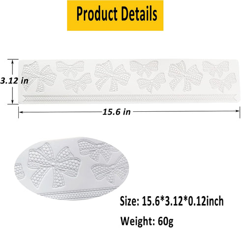 3D Hollow Bowknot Shape Molds, Hollow Chocolate Mold, Silicone Baking Molds Fondant Lace, Fondant Lace Mold for Cake Decoration Cupcake Top(Bowkno...