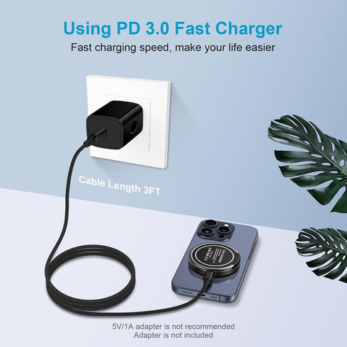 Magnetic Wireless Charger for iPhone 15 Pro Max 14 13 12 Pro Max, Samsung Galaxy S24/S23/S22/S21/S20/S10/S9/S8/Note20/10/9/8, Pixel 8 Pro/7/6/5/4 ...