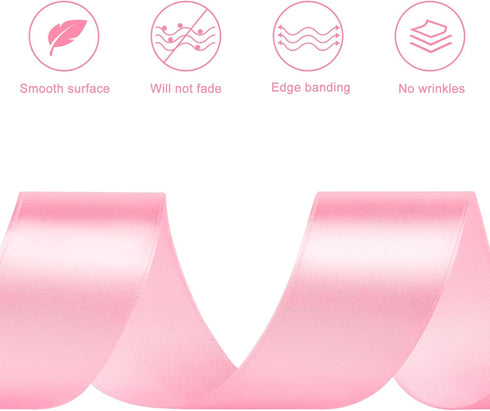 1-1/2 Inches Satin Ribbon, 50 Yards Solid Fabric Ribbon for Flower Bouquet Gift Wrapping Crafts Wedding Party Home Decoration (Pink)...