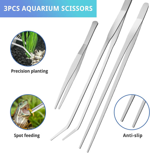 7PCS Aquascape Tools Kit, Premium Aquascaping Tools for Aquarium Plant - Long Aquarium Tweezers, Sand Spatula, Scissors for Fish Tank Plant Trimmi...