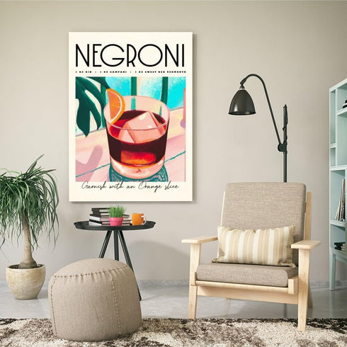 Iconic Negroni cocktail poster MIX & MATCH Bar Cart Decor With cocktail recipes bar pictures wall Art decor Canvas Print Kitchen Club Apartment Ho...