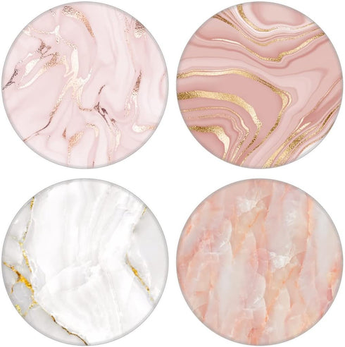4 Pack Phone Grip,Cell Phone Holder for Smartphone,Finger Expanding Kickstand Stand - Pink White Rose Gold Marble...