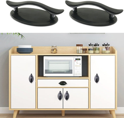 Self-Stick Drawer Handles 4 PCS Black Self Adhesive Cabinet Drawer Handle Helper Push Pull Helper Instant Kitchen Cabinet Door Window Drawer Auxil...