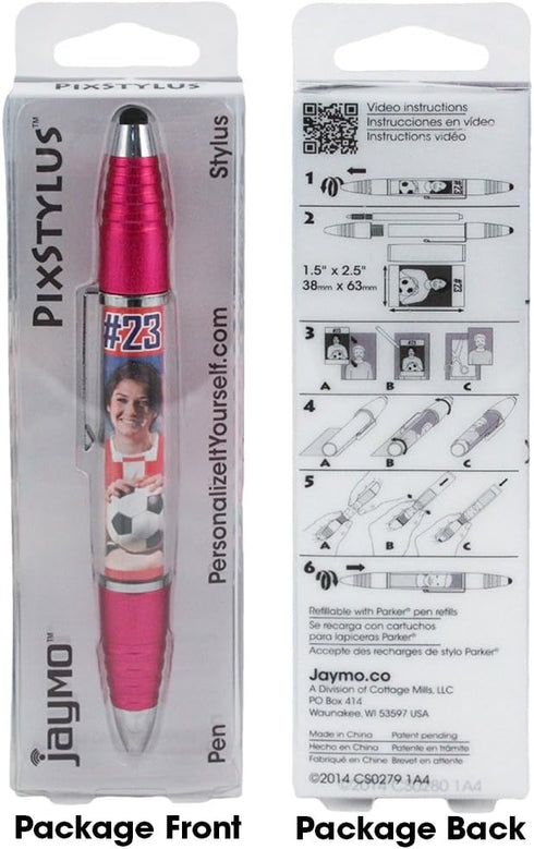 PixStylus 2 in 1 Personalized Pen and Stylus Combo - DIY – Just Insert a Photo or Create Your Own Custom Insert Online - Pink...