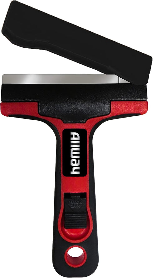 ALLWAY GTS-G Soft-Grip Glass & Tile Scraper with Snap-On Blade Guard, 4"...
