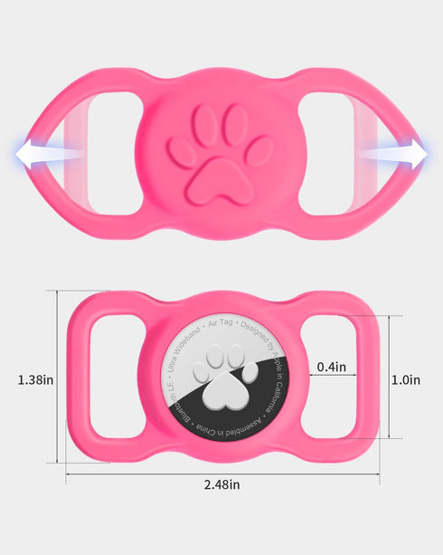 Dynmeow 1 Pack Airtag Dog Collar Holder, Stretchy Silicone Airtag Holder for Dog and Cat Collar, Anti-Lost Dog Airtag Holder Compatible with 3/4 a...