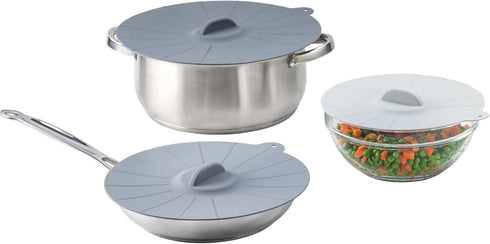 HIC Kitchen Cooking and Storage Lids, High-Heat Silicone, Set of 3...