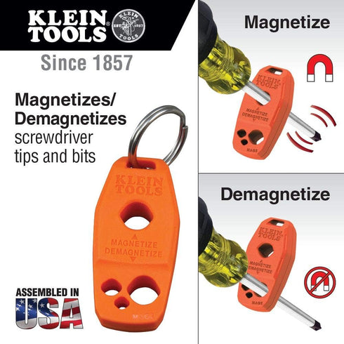 Klein Tools MAG2 Demagnetizer / Magnetizer for Screwdriver Bits and Tips, Makes Tools Magnetic with Powerful Rare-Earth Magnet...
